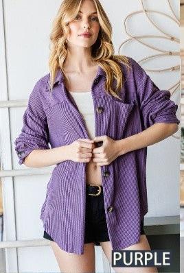 Have It All Ribbed Shacket - Purple