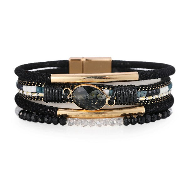 Mallory Magnetic Wrap Bracelet - Black