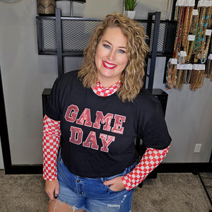 Game Day Sequin Graphic Crop Tee