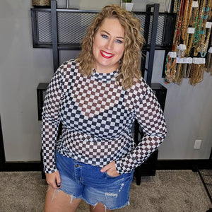 Checkered Mesh Top - Black/White