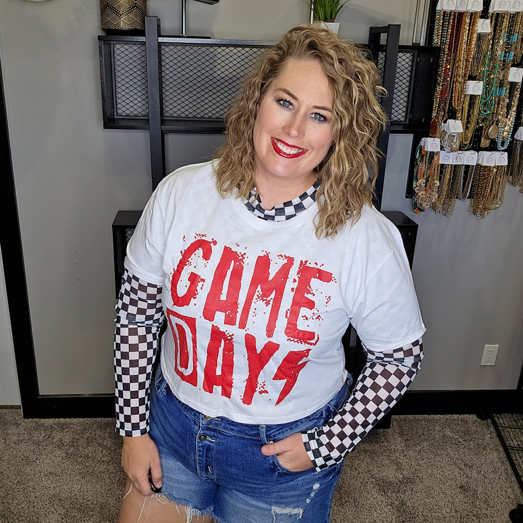 Grunge Game Day Graphic Crop Tee