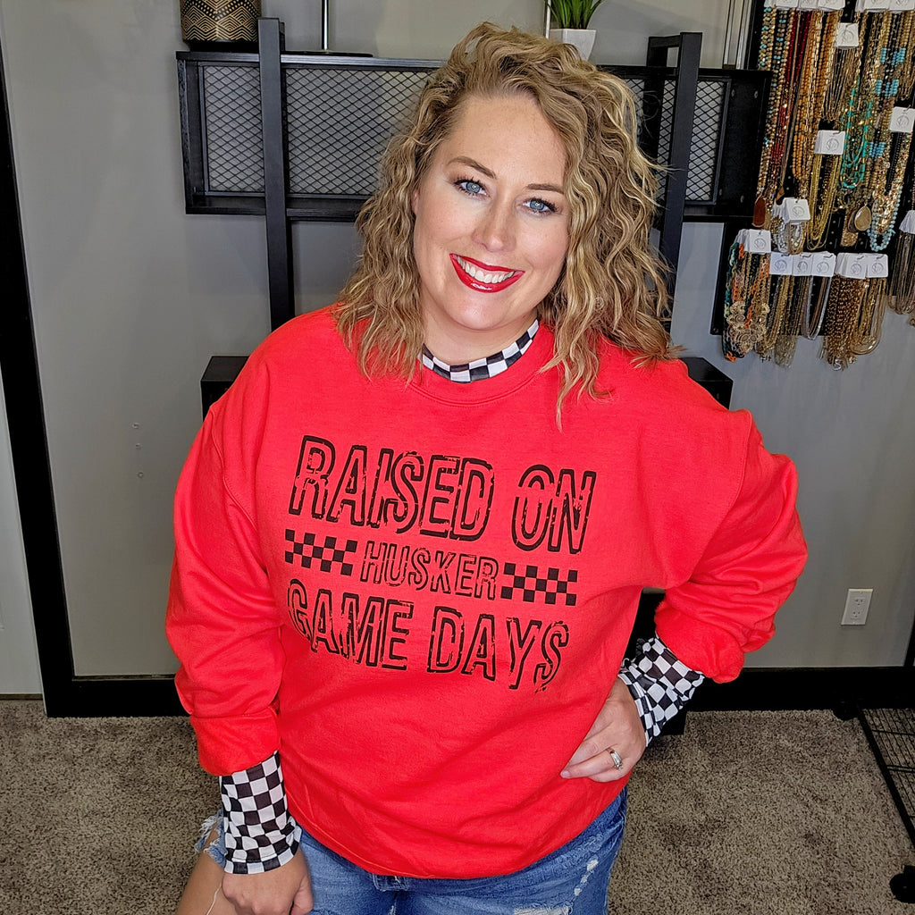 Raised On Husker Game Days Graphic Sweatshirt