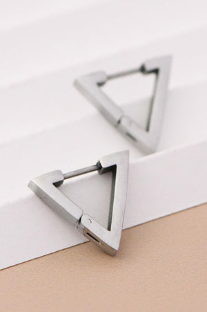 Mabel Triangle Hoop Earrings - Silver