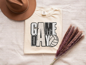 Faux Sparkle Volleyball Game Day Graphic Tee