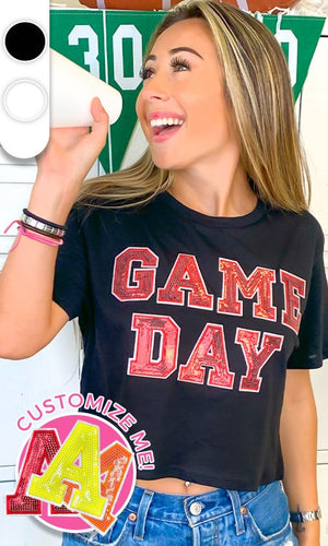 Game Day Sequin Graphic Crop Tee