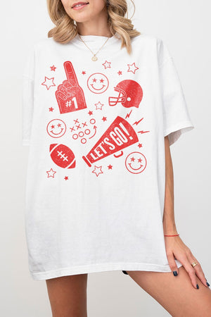 Football Spirit Theme Graphic Tee - Red