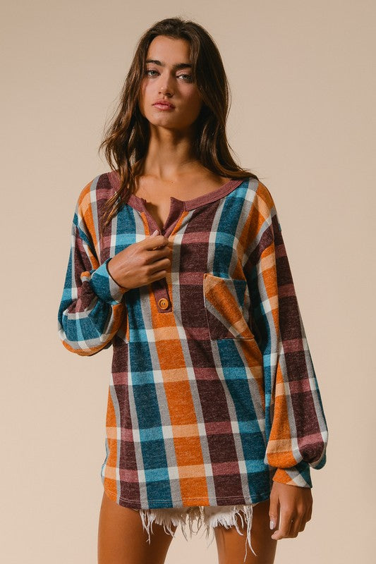 Over My Head Plaid Top