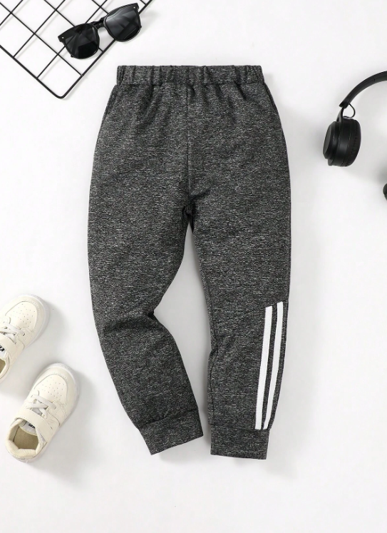 KIDS - Grey Striped Sweatpant Joggers - Kid