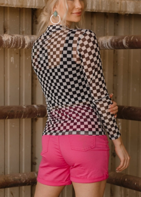 Checkered Mesh Top - Black/White