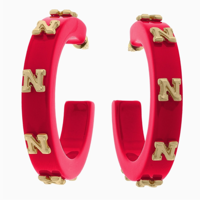 Nebraska Logo Resin Hoop Earrings