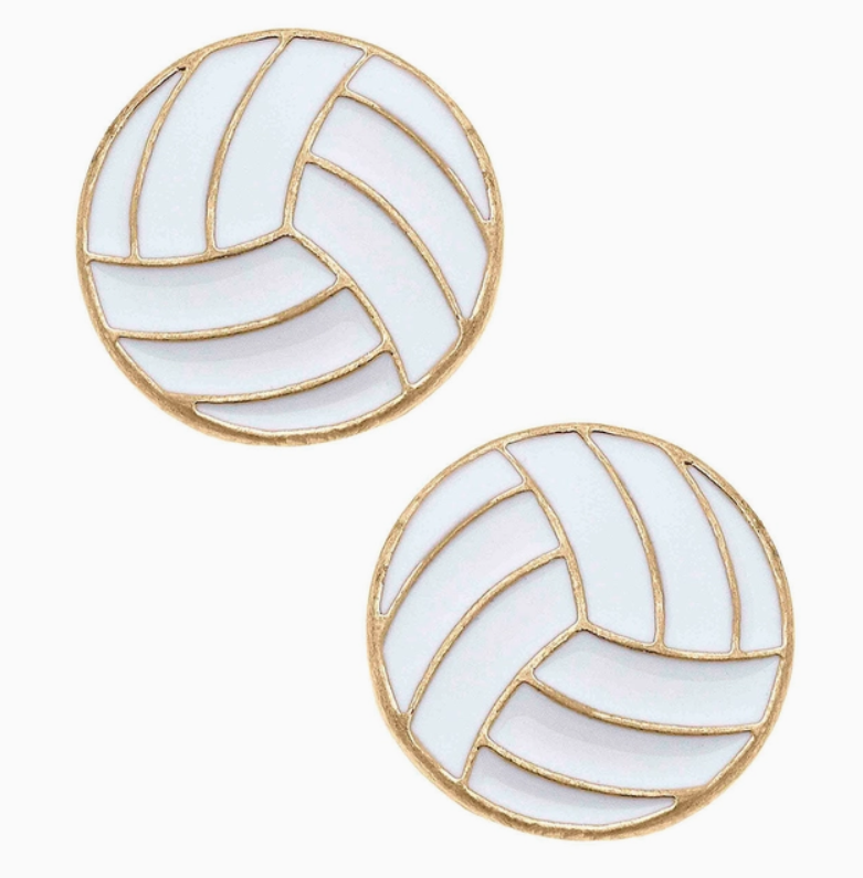 Volleyball Enamel Stud Earrings