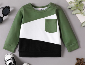 KIDS - Green Color Block Pullover - Baby/Toddler