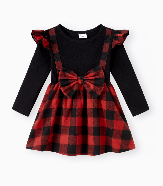 KIDS - Buffalo Plaid Bow Dress - Baby