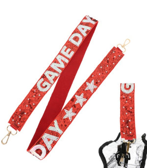 Game Day Sparkle Strap - Red/White