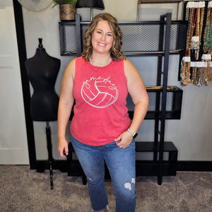 Simple Volleyball Game Day Graphic Tank - Cardinal Red