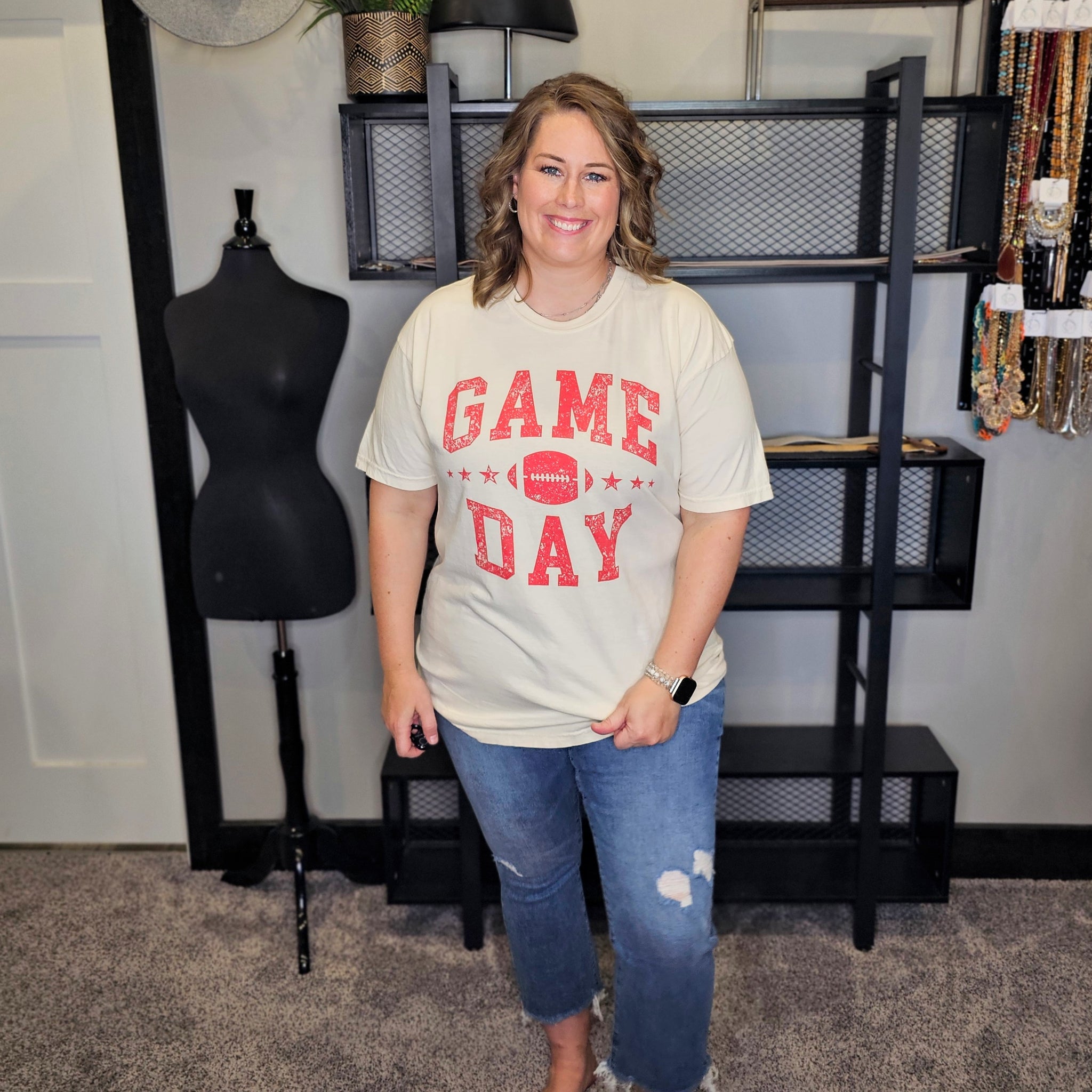 Game Day With Football Graphic Tee